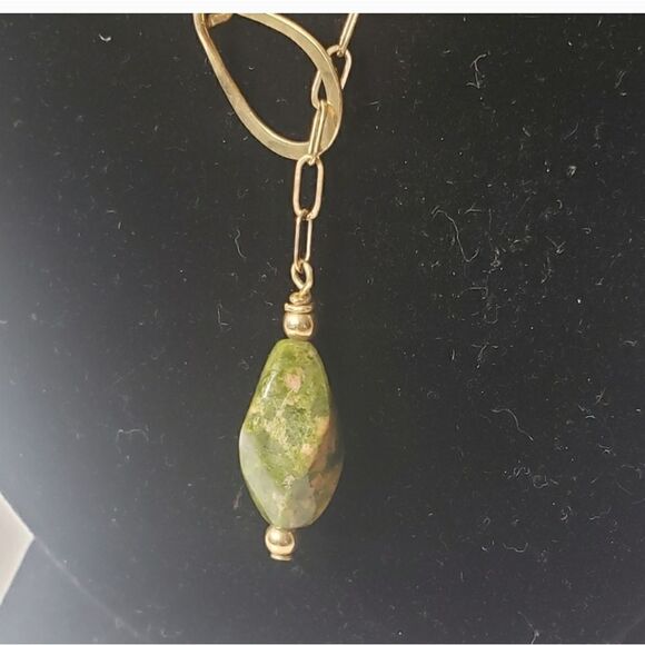 ARTISAN MINIMALIST Paperclip Chain w/Tumbled Stone Charm Pendant - Picture 2 of 6